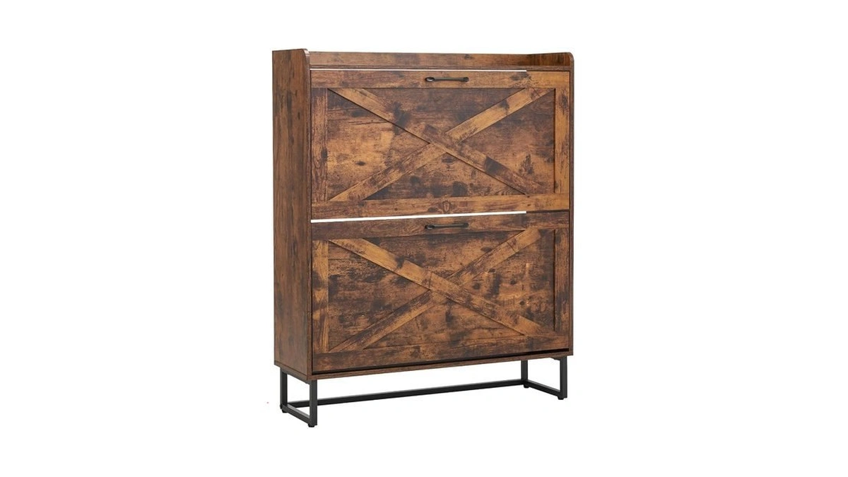 Vevor Shoe Cabinet With 2 Flip Drawers, Farmhouse Shoes Storage