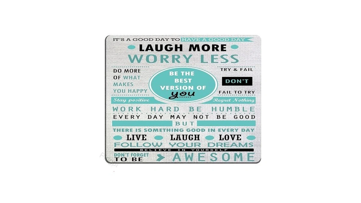 Pingpi Design Mouse Pad, Inspirational Quotes Laugh More Worry Less