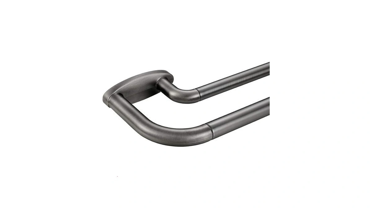 Double Curtain Rods Matte Brushed Grey,room Darkening Drapery Rod 28-48