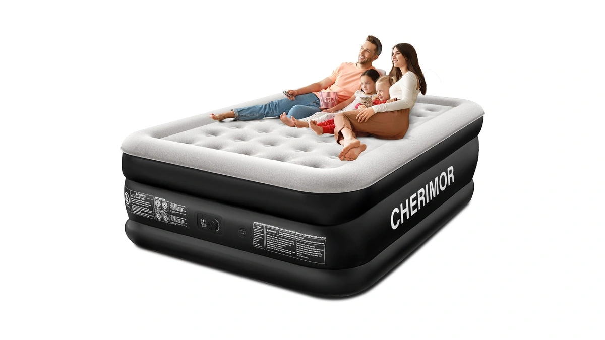 Cherimor Queen Air Mattress With Built-in Pump, 18" Raised Comfort,