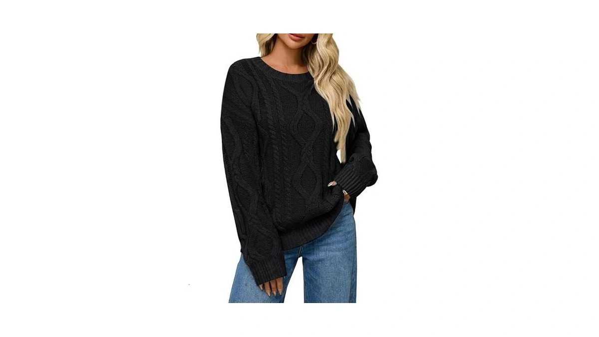 Lagracia Women’s Oversized Cable Knit Sweaters Long Sleeve Pullover Crew