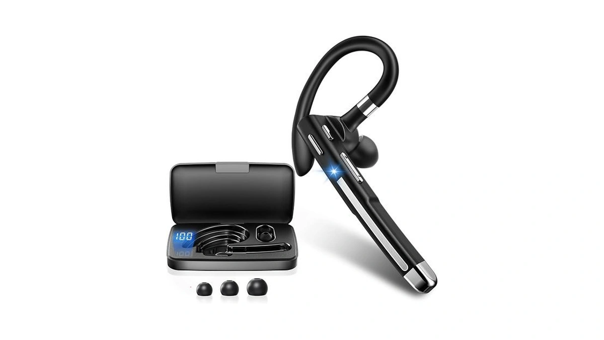 Business Bluetooth Headset V5.4, Single-ear Bluetooth Earpiece, Cvc8.0 Noise Cancelling,