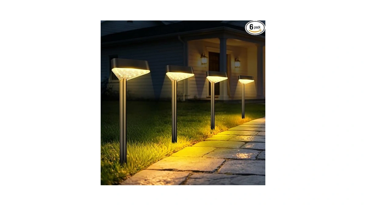 Fashlits 6 Pack Solar Pathway Lights Outdoor, Bright Led Solar