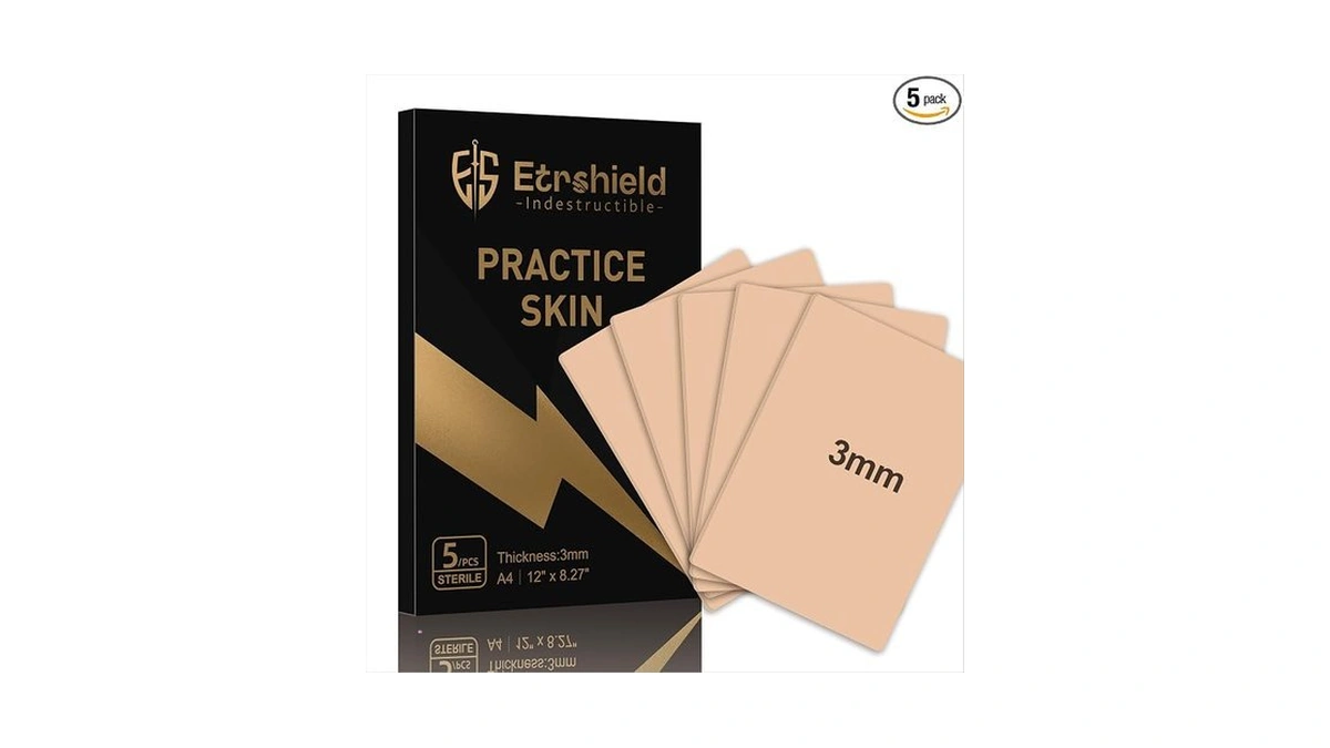 Es 5pcs 3mm Thick Silicone Tattoo Practice Skin, A4 Size(11.8"