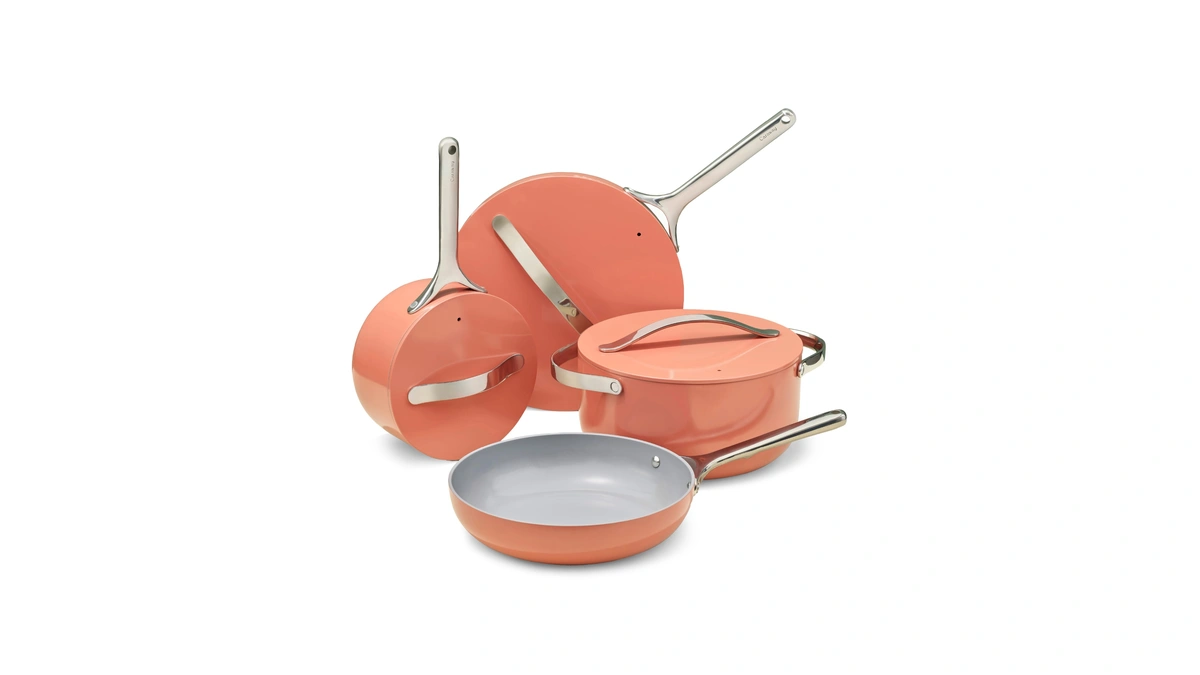 Caraway Non-stick Ceramic Cookware Set (12 Piece) Pots, Pans, Lids