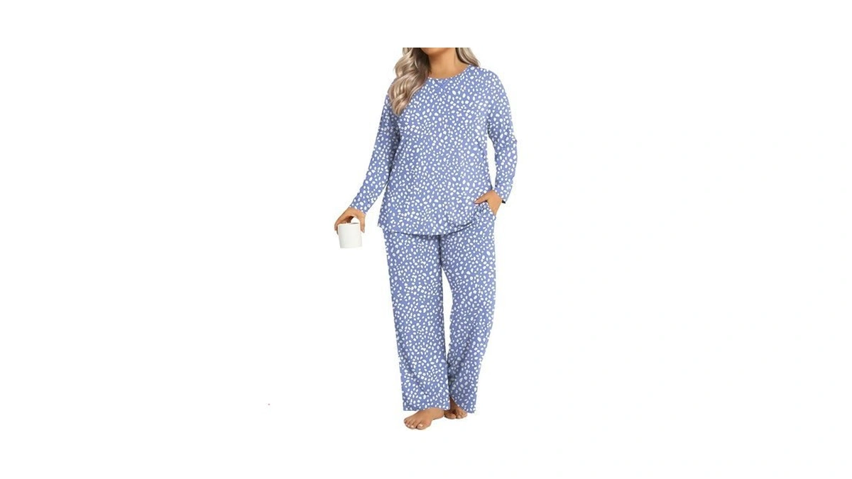 Findsweet Plus Size Women's Pajamas Sets 2 Piece Long Sleeve