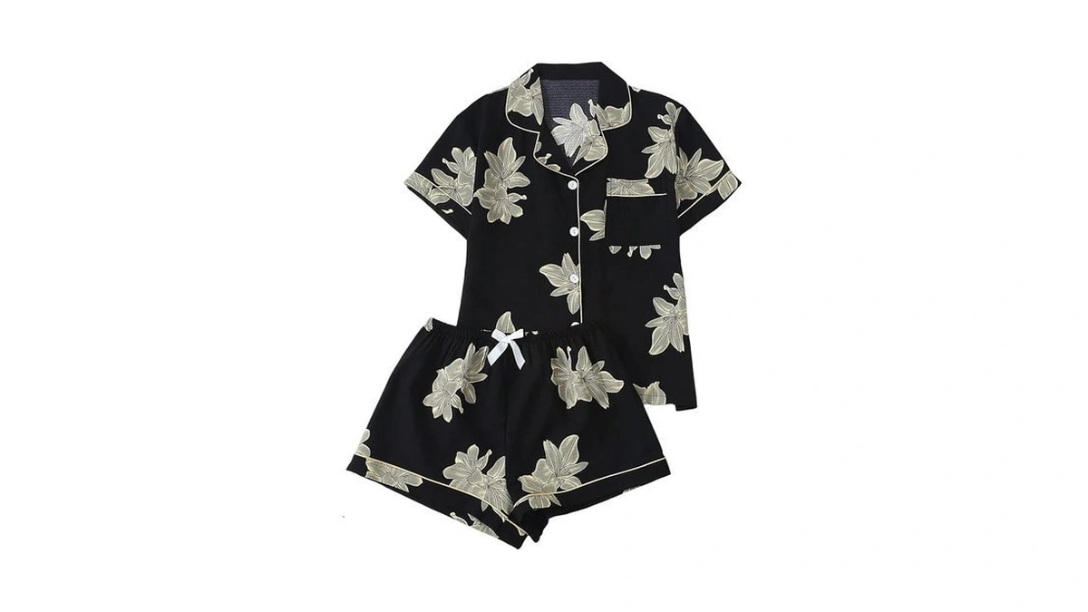 Beaudrm Women's 2 Piece Plaid Pajama Sets Bow Print Short