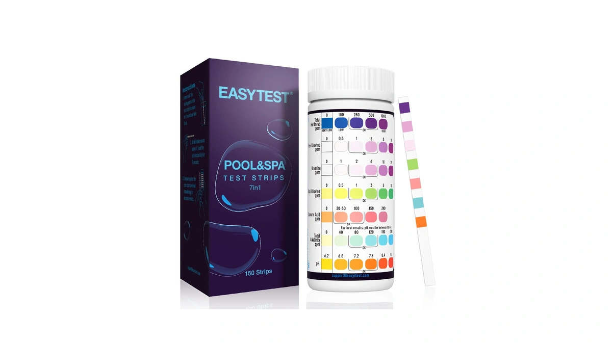 Easytest 7-way Pool Test Strips, 150 Strips Water Chemical Testing