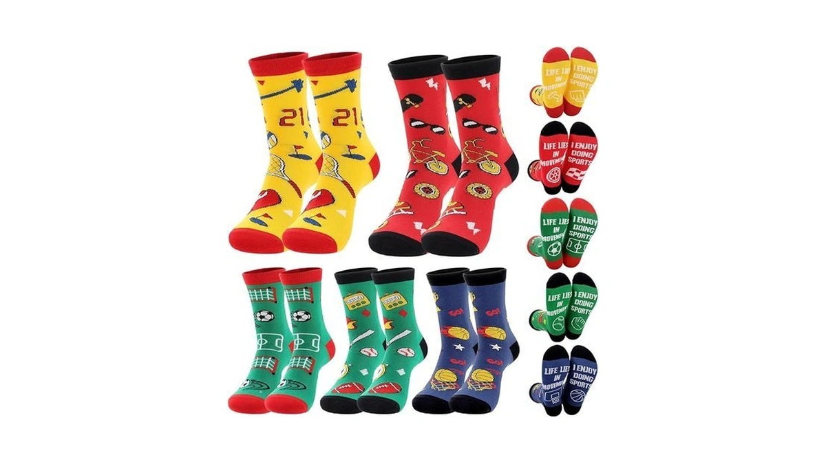 Scenicamp 5 Pairs Funny Sports Socks For Men Novelty Baseball