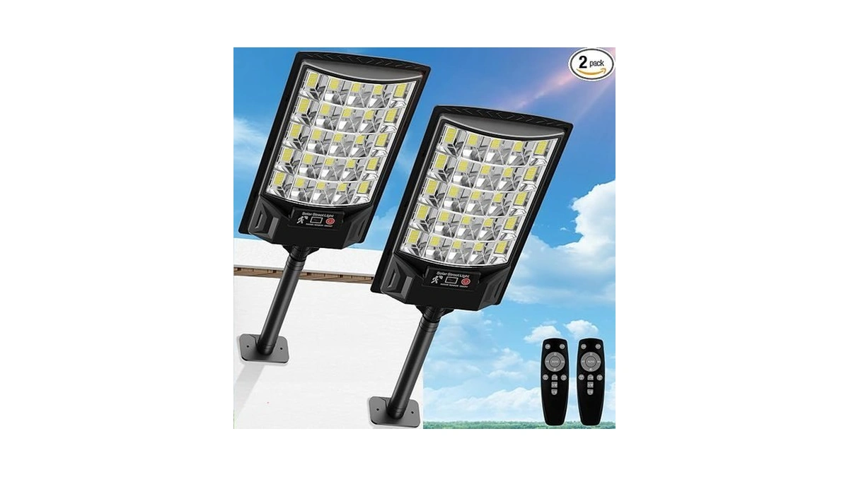 Aqraou Solar Street Lights Outdoor, 6500k Outside Waterproof Led Street