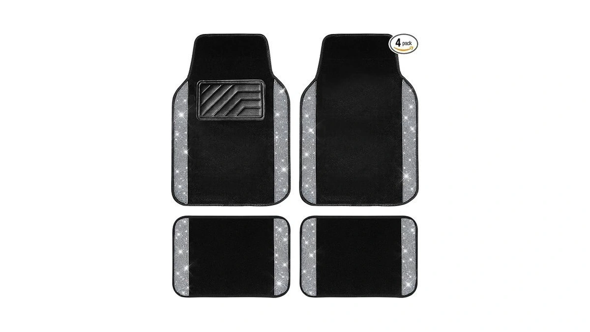Car Pass Bling Diamond Car Floor Mats, Shining Rhinestone Carpet
