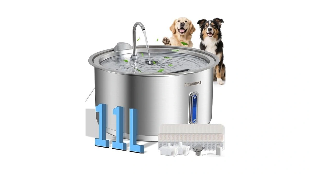 Petsamuse Dog Water Fountain, 11l/2.8gal Quiet Dog Fountain Water Bowl