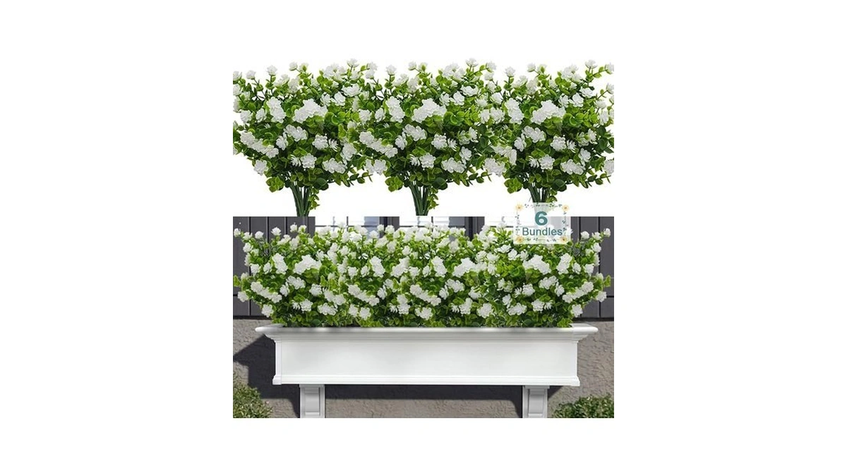 Satefello 6 Bundles Artificial Flowers For Outdoors,uv Resistant Realisic Fake