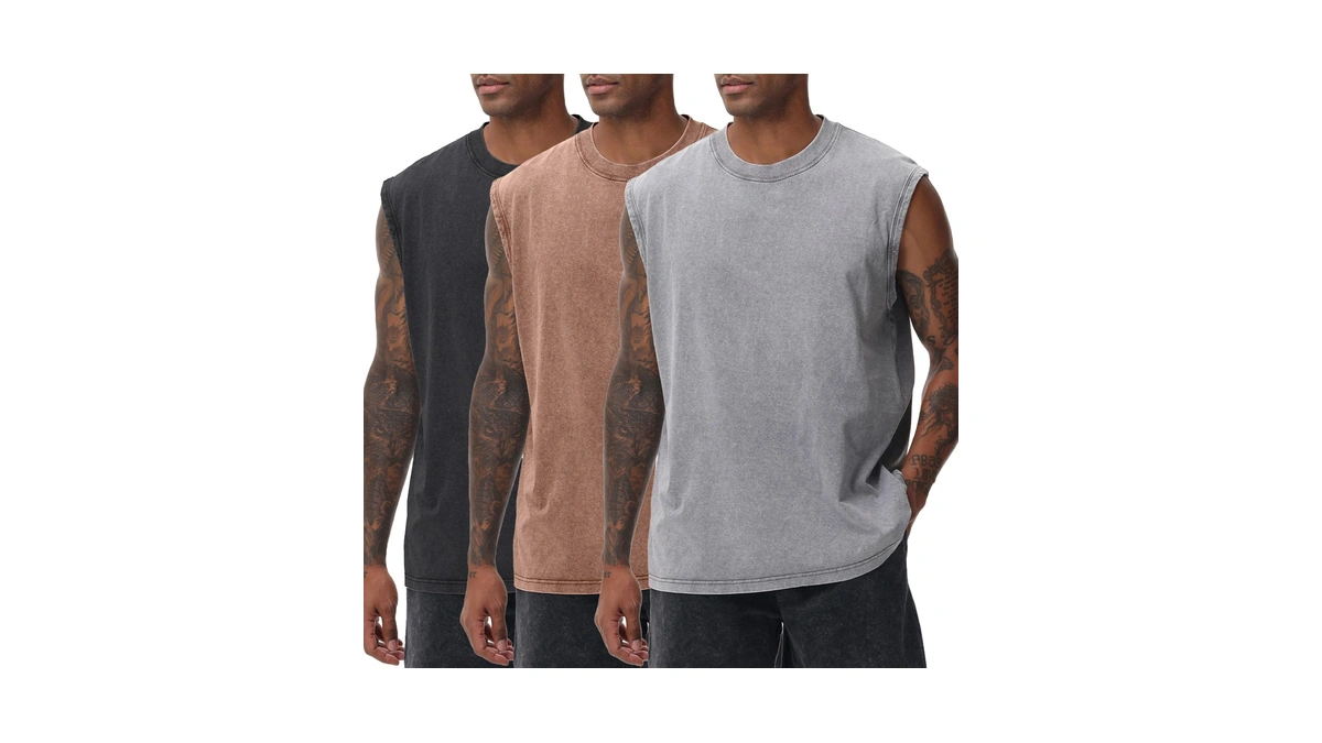 Snowelve 3 Pack Mens Workout Tank Tops Sleeveless Tee Shirts