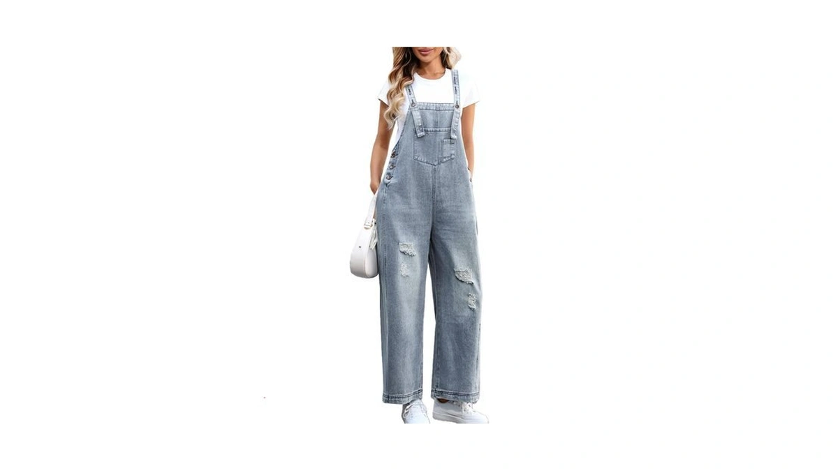 Vidifid Women's Baggy Overalls Loose Adjustable Strap Denim Bib Overall
