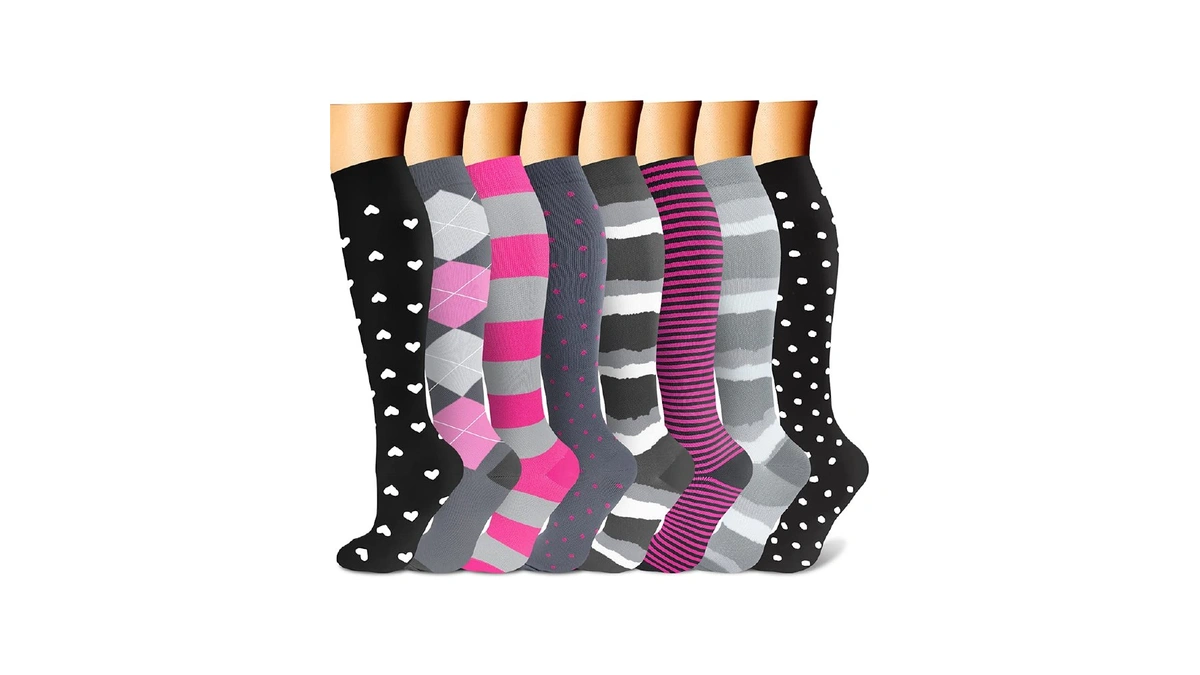 Charmking Compression Socks For Women & Men (8 Pairs) 15-20