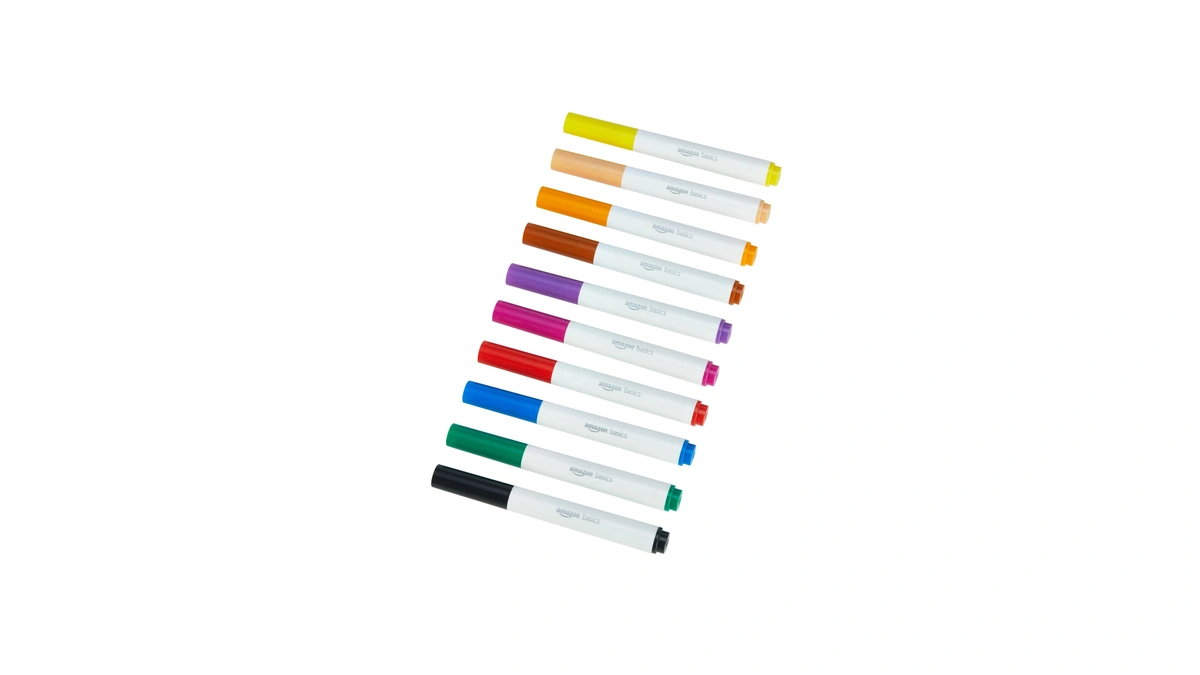 Amazon Basics Colored Washable Markers For Coloring And Drawing, Broad