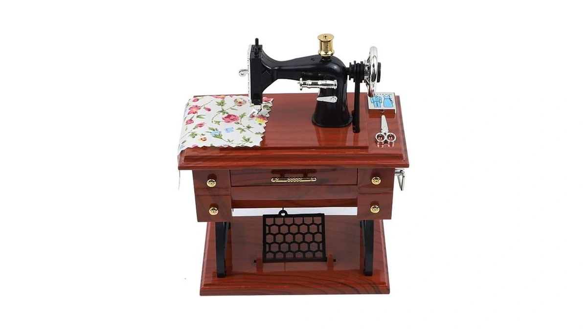 Framendino, Sewing Machine Music Box Vintage Musical Classical Desk Decor