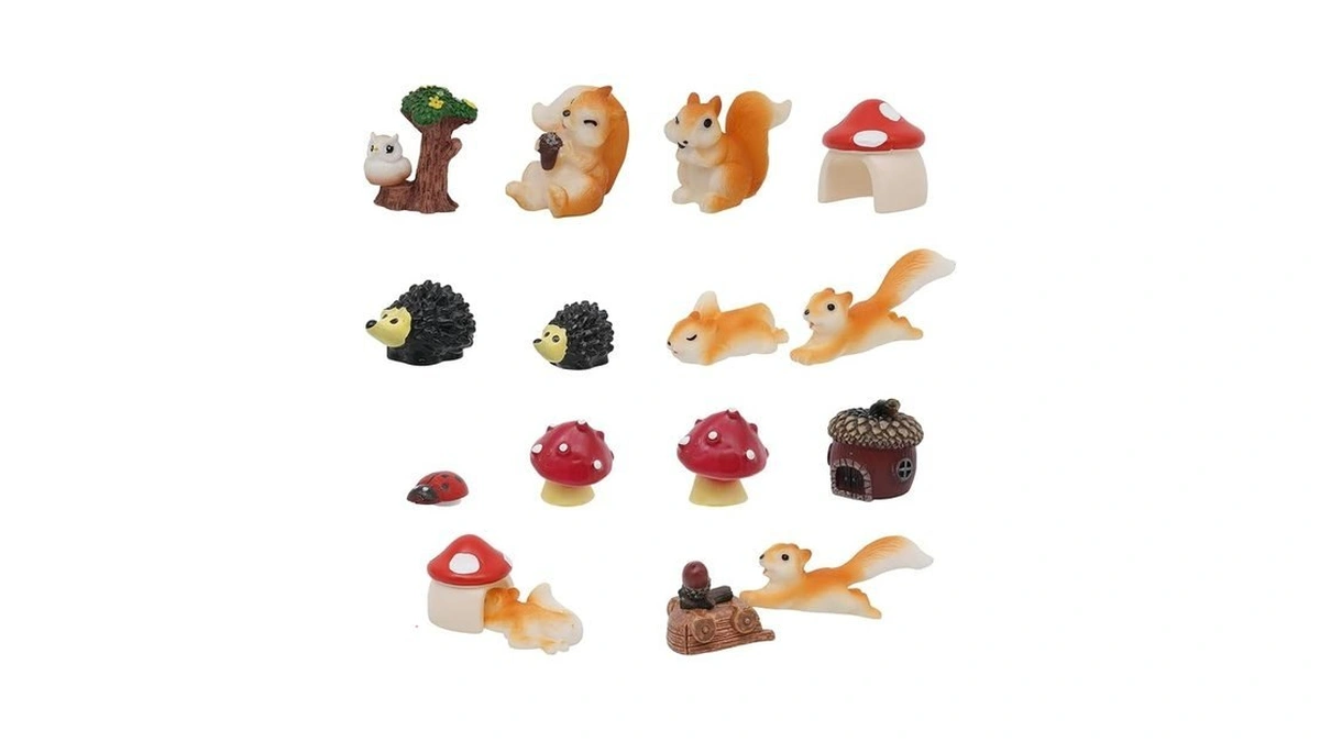 Idea Show 20 Pcs Mini Squirrel Figurines, Squirrel Cake Toppers,