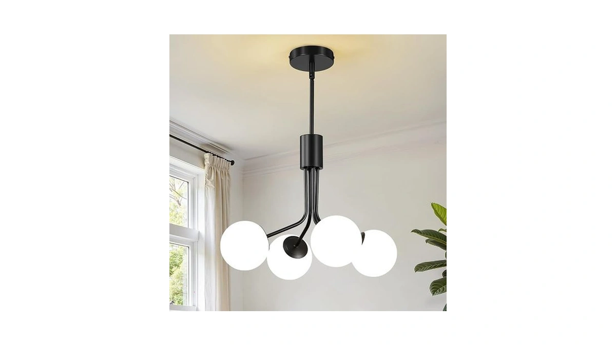Linour 4-light Black Sputnik Chandelier With Adjustable Height, Modern Black