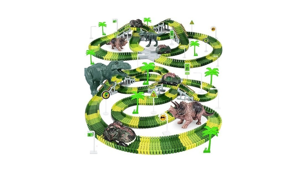 Dinosaur Toys,create A Dinosaur World Road Race,flexible Track Playset And
