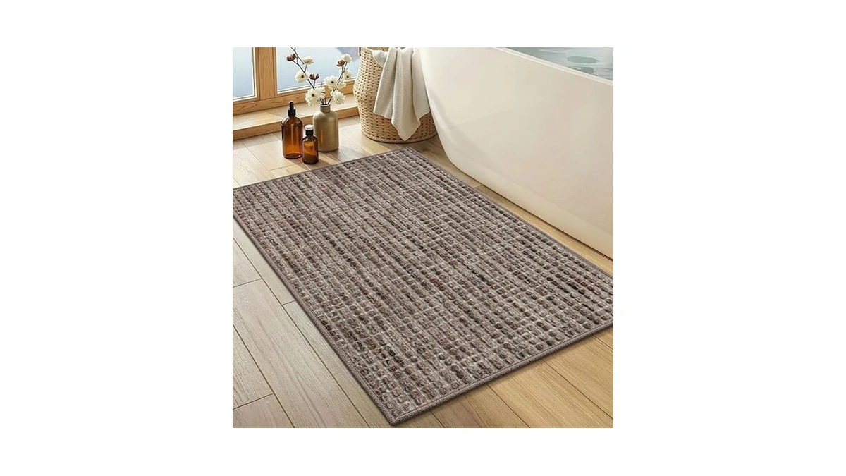 Color&geometry Ultra Thin Low Profile Bathroom Rug Fits Under Door,