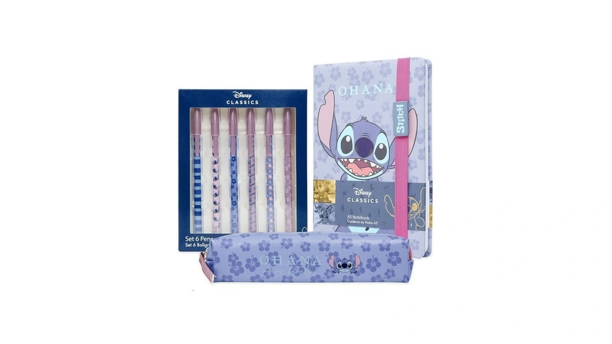 Disney Stitch Stationery Supplies Set Notebook Pencil Case & Ballpoint