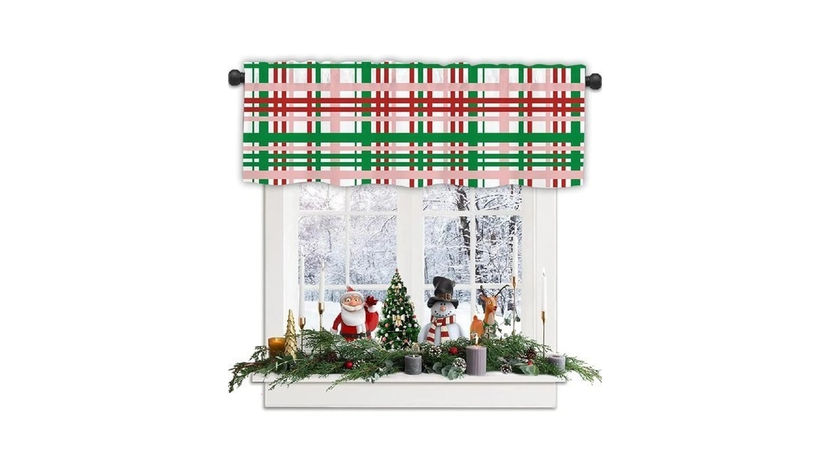 Christmas Valances For Windows, 54 X 18 Inch Buffalo Plaid