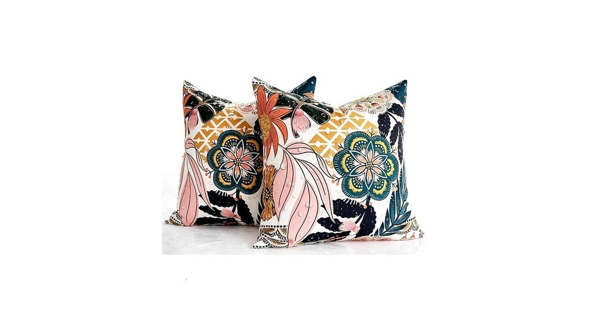 Green Tropical Throw Pillows Covers Leaves Flower Waterproof Pillow Covers