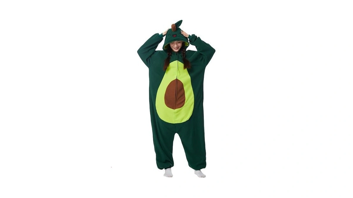 Supodon Avocado Costume Adults Onesies Unisex Pajamas Cosplay Fruits Plush