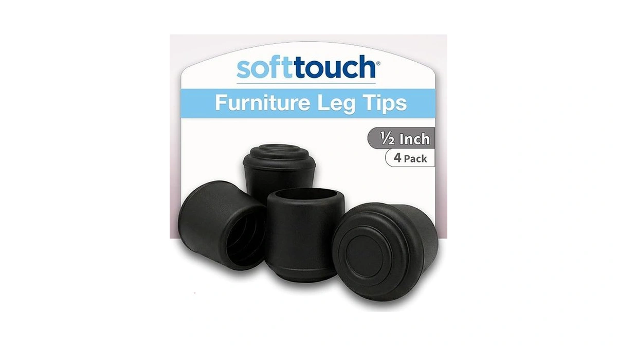 Softtouch 1/2" Round Non-marking Rubber Slip-on Chair Leg Tips, Nonslip