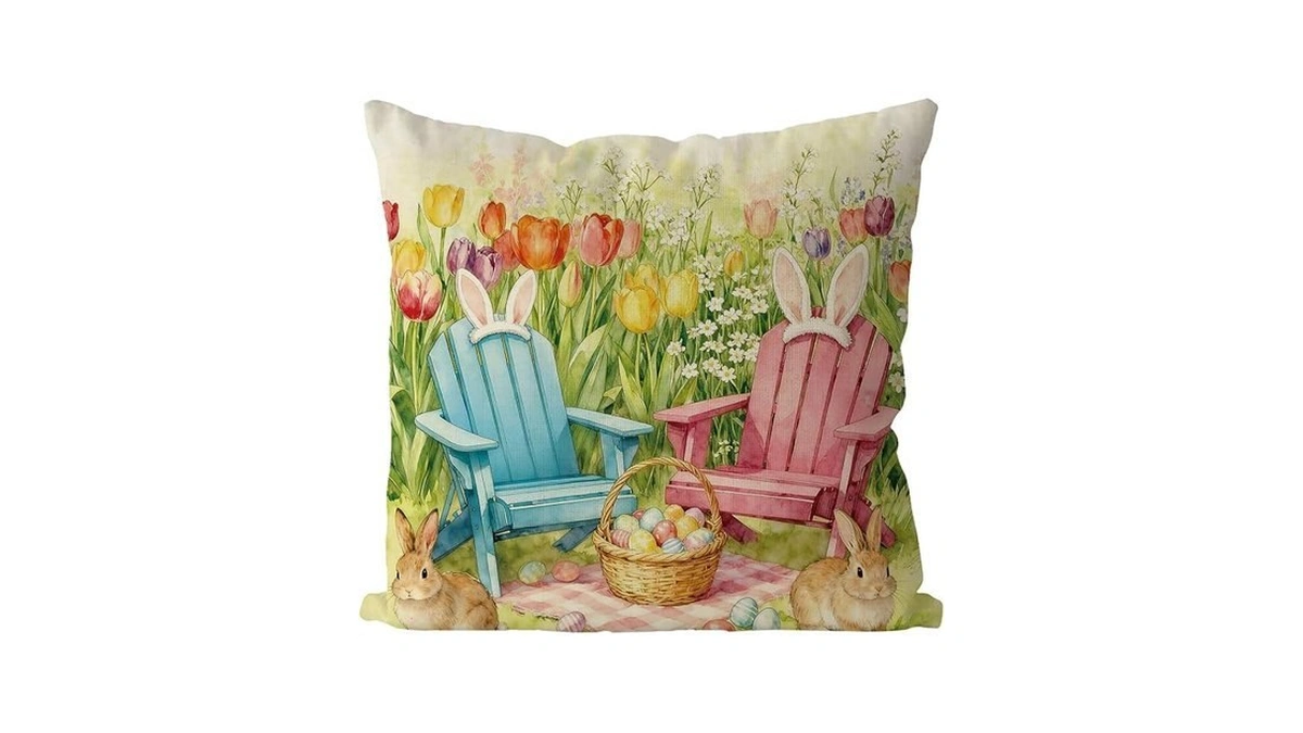 Gagec Easter Pillow Covers 18x18 Inch Easter Decorations Waterproof Pillow