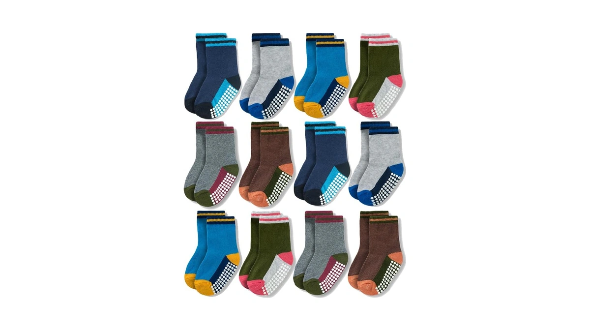Jakidar 12 Pack Baby Toddler Socks Non Slip Grip Cotton