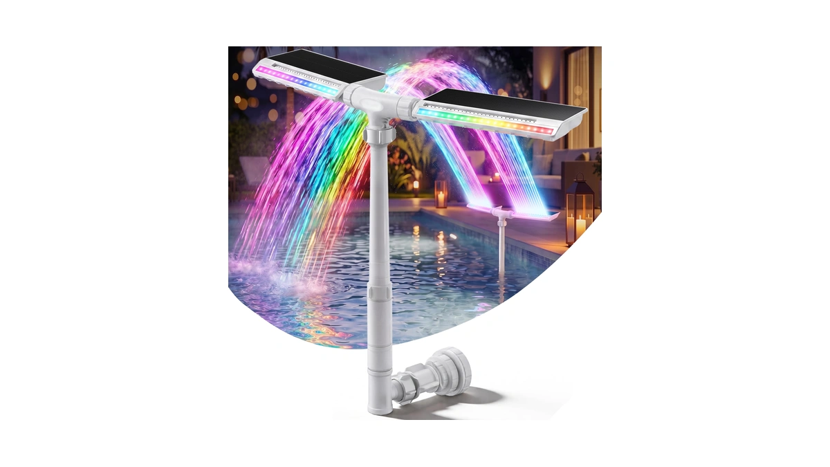 2026 Upgraded Solar Pool Fountain, Dual-head Adjustable Spray, Extended 8000mah