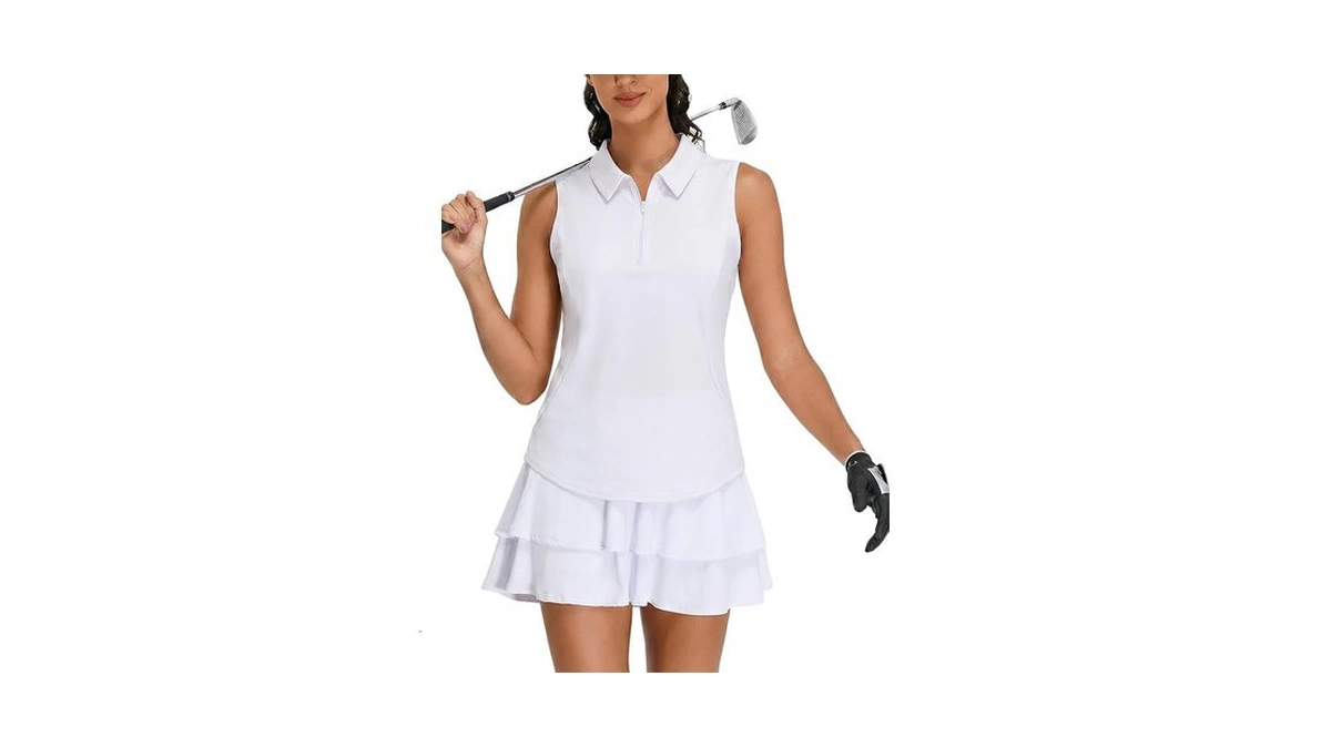 Zanzea Womens Golf Shirt Zip Up Sleeveless Polo Shirts Lightweight