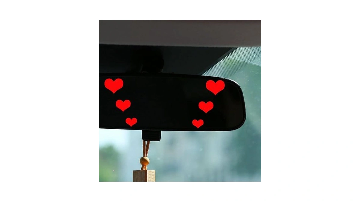 Loving Hearts Sticker Car Rearview Mirror Decal, Cute Vanity Mirror