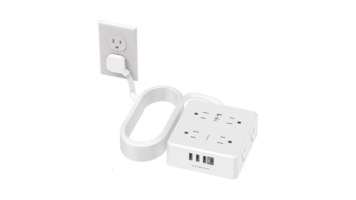 20 Ft Flat Extension Cord, Tcstei Ultra-thin Flat Plug Surge