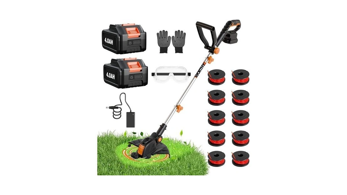 Electric Weed Wacker String Trimmer:2 X 4.0ah Batteries Cordless Weed