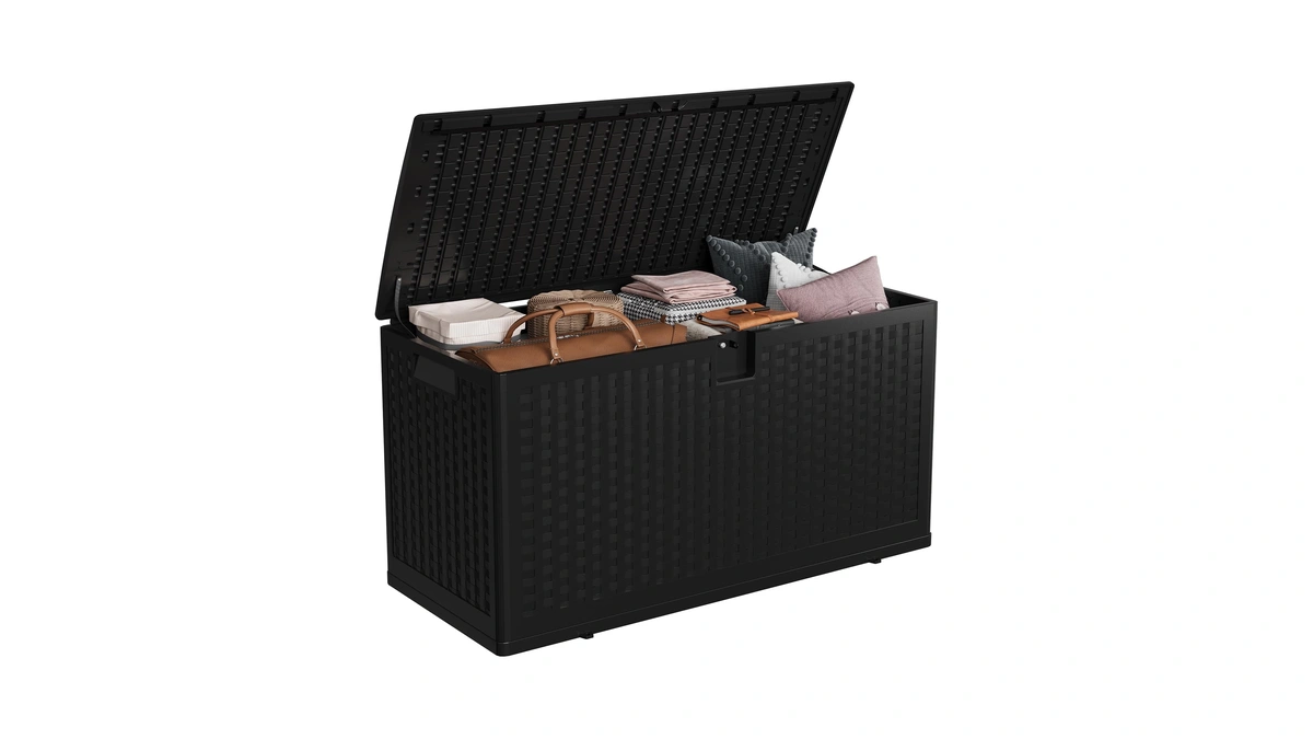 Idealhouse 73 Gallon Resin Deck Box, Waterproof Outdoor Storage Box