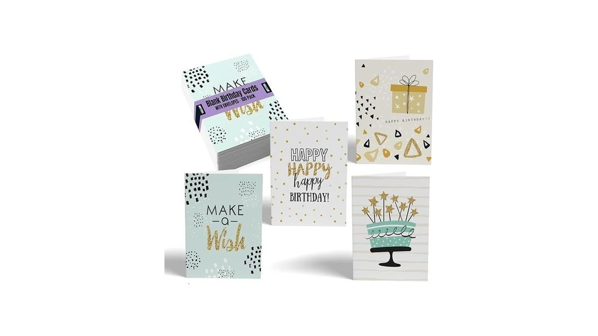 Better Office Products Happy Birthday Cards, 100-pack, 4 X 6