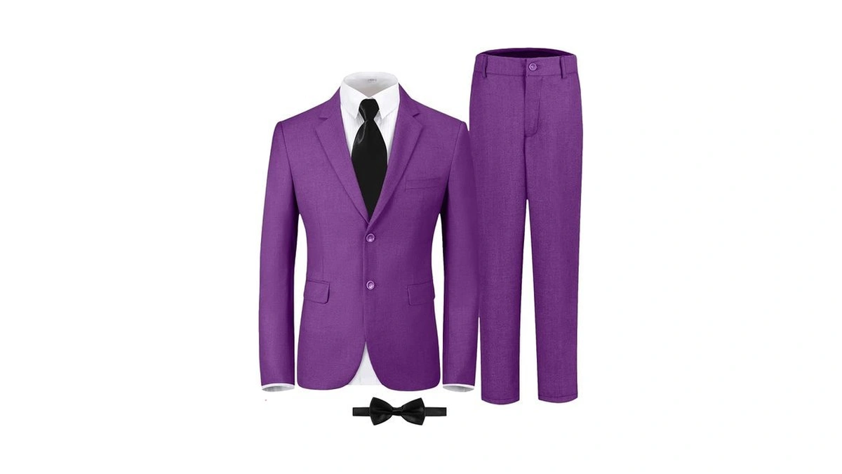 Boys Formal Suits Kids Purple Tuxedo Suit Set For Wedding
