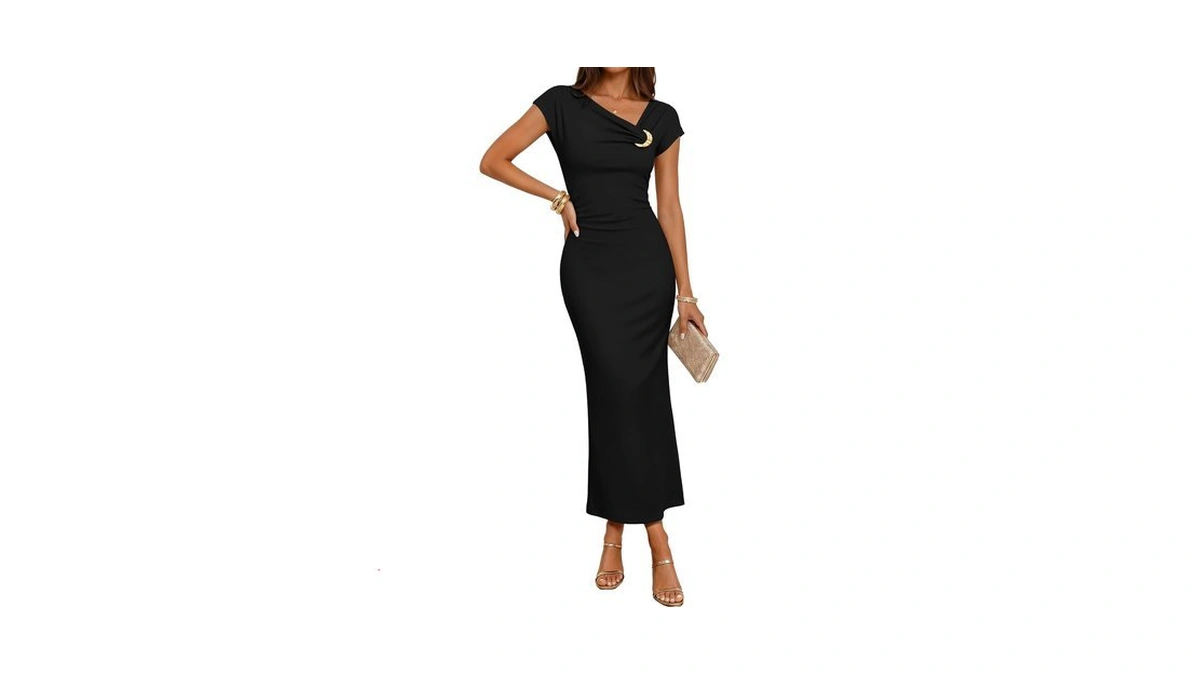 Zesica Women's Summer Asymmetrical Bodycon Midi Dresses 2026 Formal Ruched