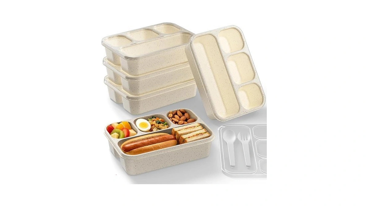 Cymgjhnsde Bento Box 5-pack, 4-compartment Lunch Box For Women, Men