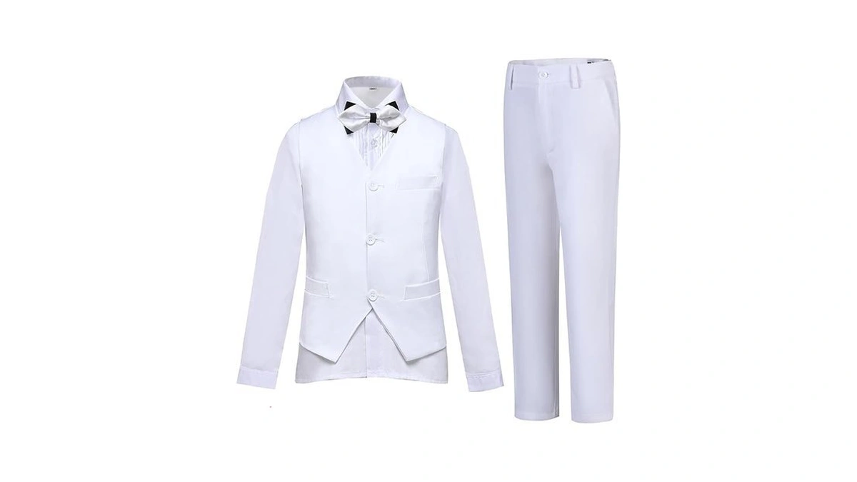 Boys Vest Set Formal Dress Suits Slim Fit Ring Bearer