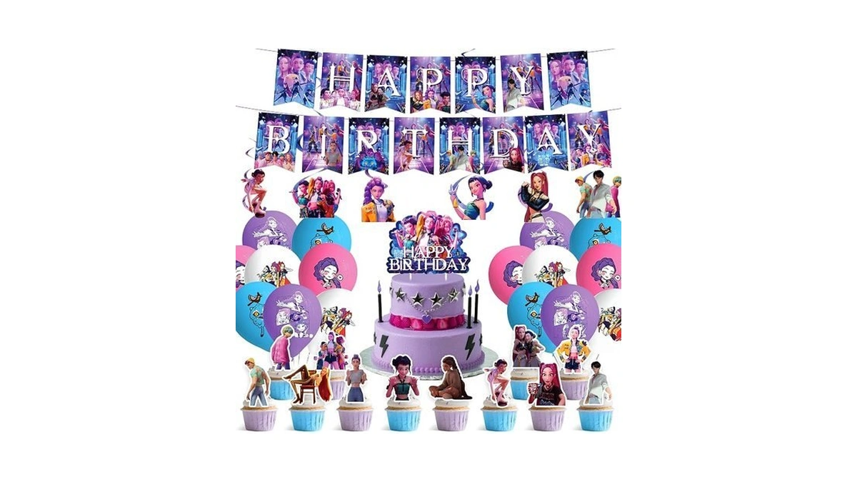 62pcs For K Pop Demon Hunters Party Supplies,birthday Decorations Set