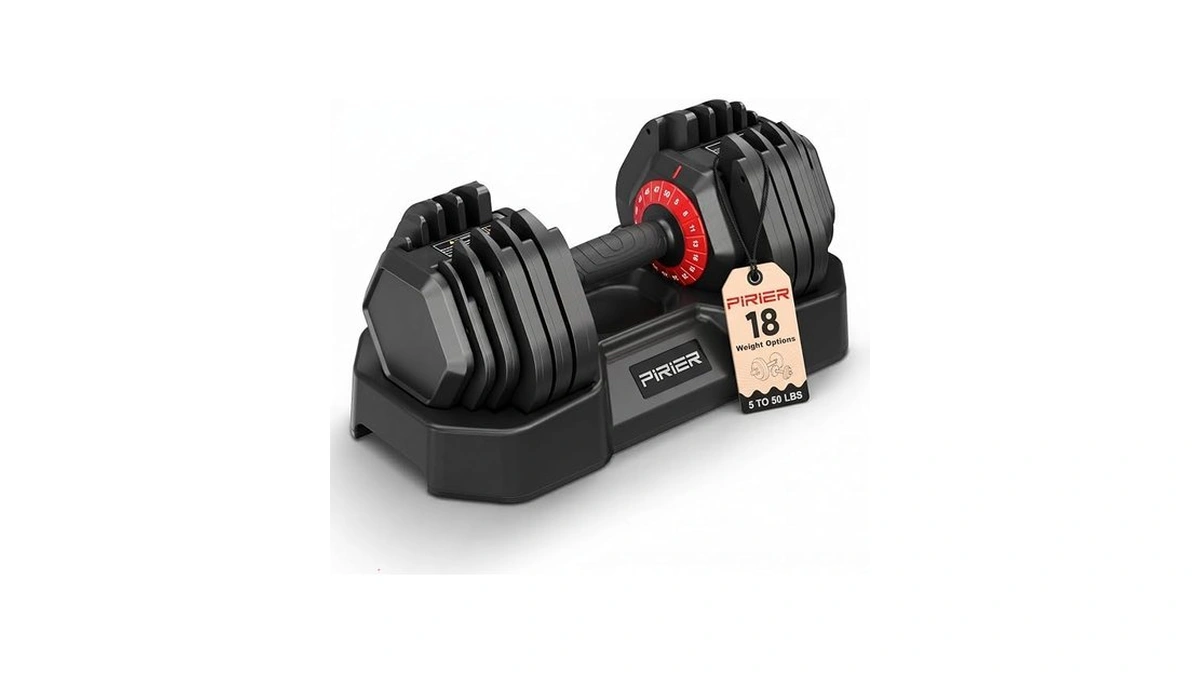 Amazon : Pirier Adjustable Dumbbell 50lb, 18-in-1
