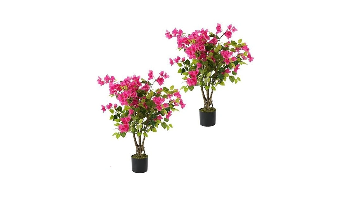 Jcezvnt 2 Pack Artificial Bougainvillea Tree, 3ft Small Fake Flowering