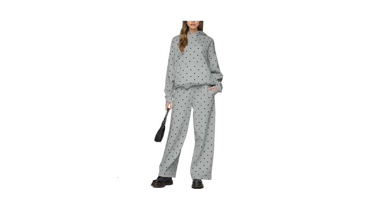 Lauweion Polka Dot Set For Women’s Oversized Hooded Sweatshirts And
