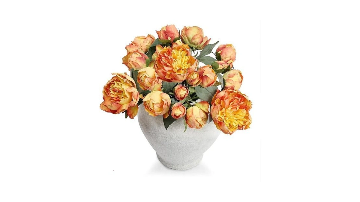 Tobilu Artificial Peonies Flowers 2 Bouquets - Fall Faux Silk