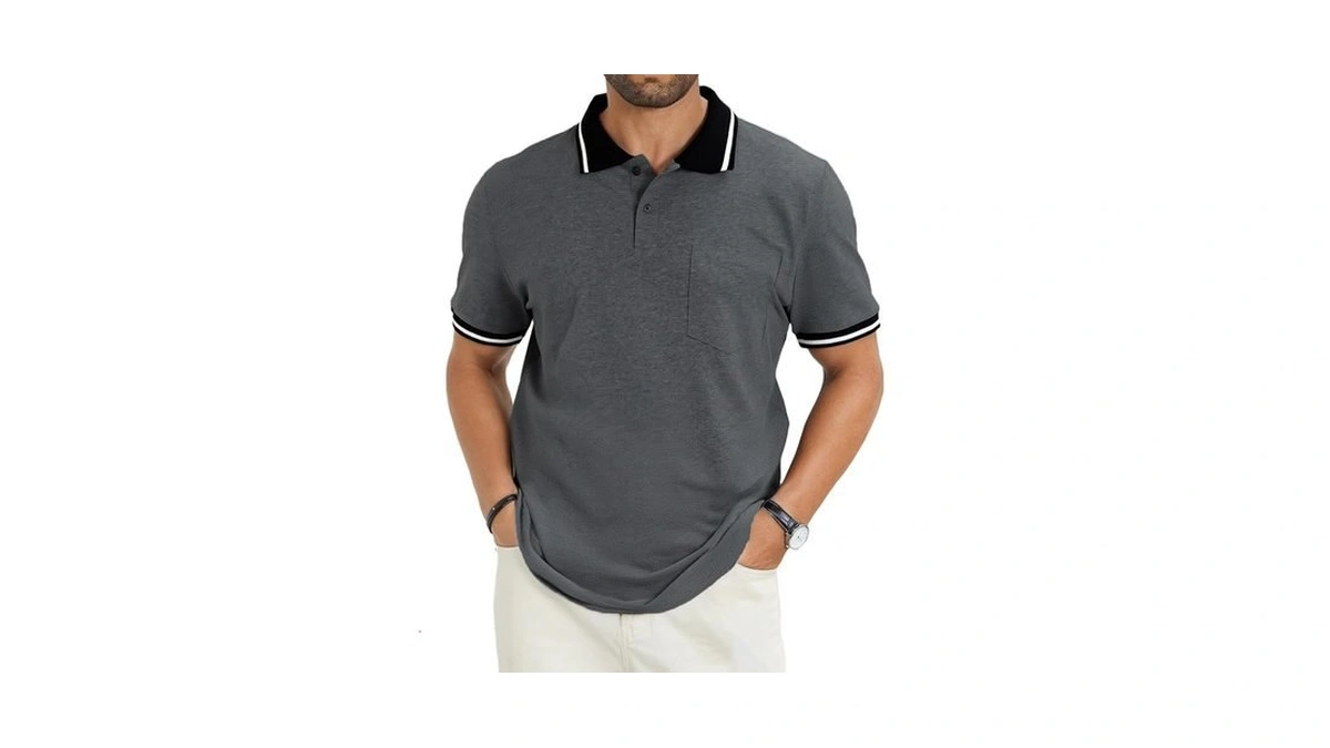 Luxmania Men's Casual Short Sleeve Polo Shirts Classic Button Summer